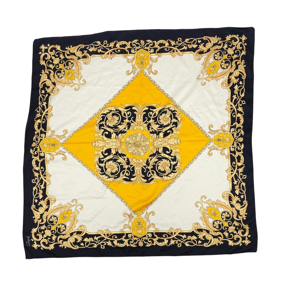 Patricia Paris Scarf Womens OS Yellow Black Baroque Gold Luxury